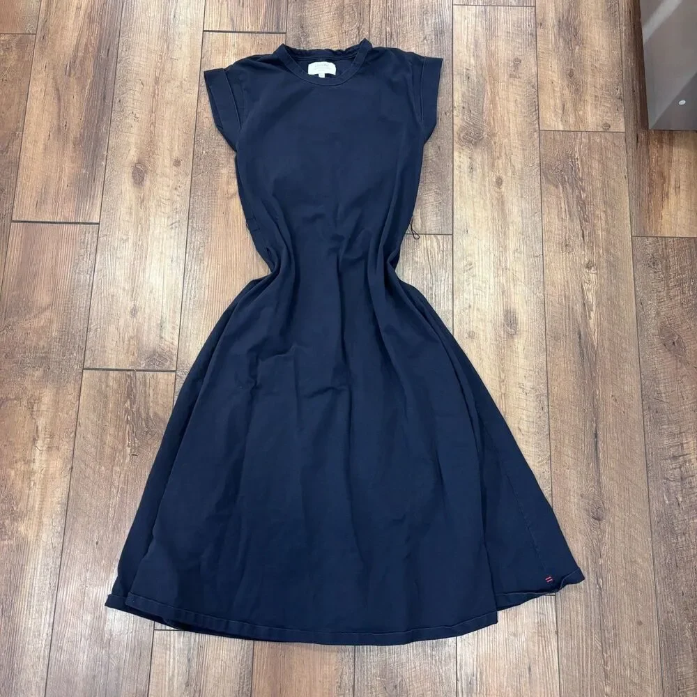 La Ligne New York Andie Dress Washed Out Black Organic Cotton XS $225 NO BELT
